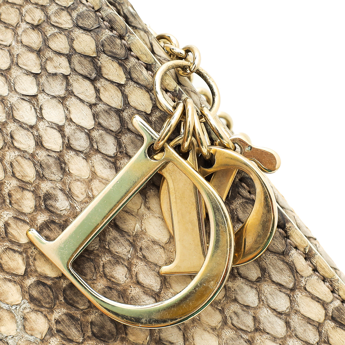 Christian Dior Natural Python Lady Dior Chain Clutch