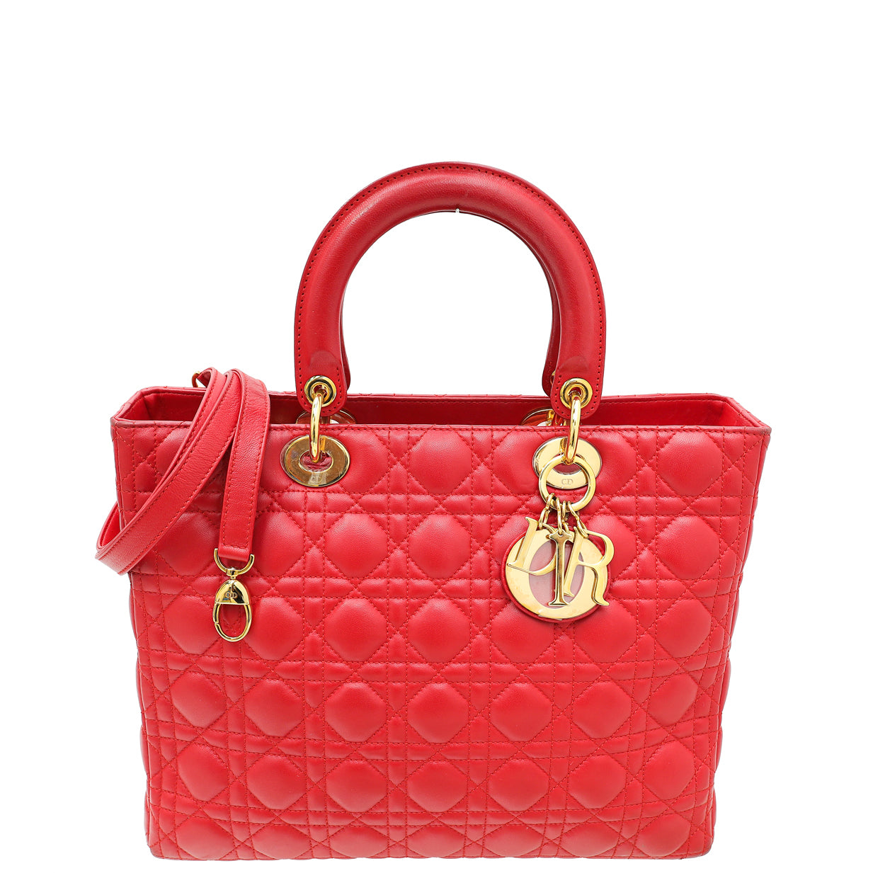 Christian Dior Red Lady Dior Large Bag