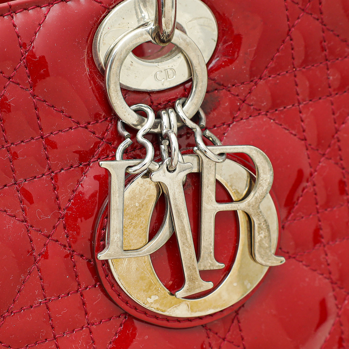 Christian Dior Red Lady Dior Large Bag