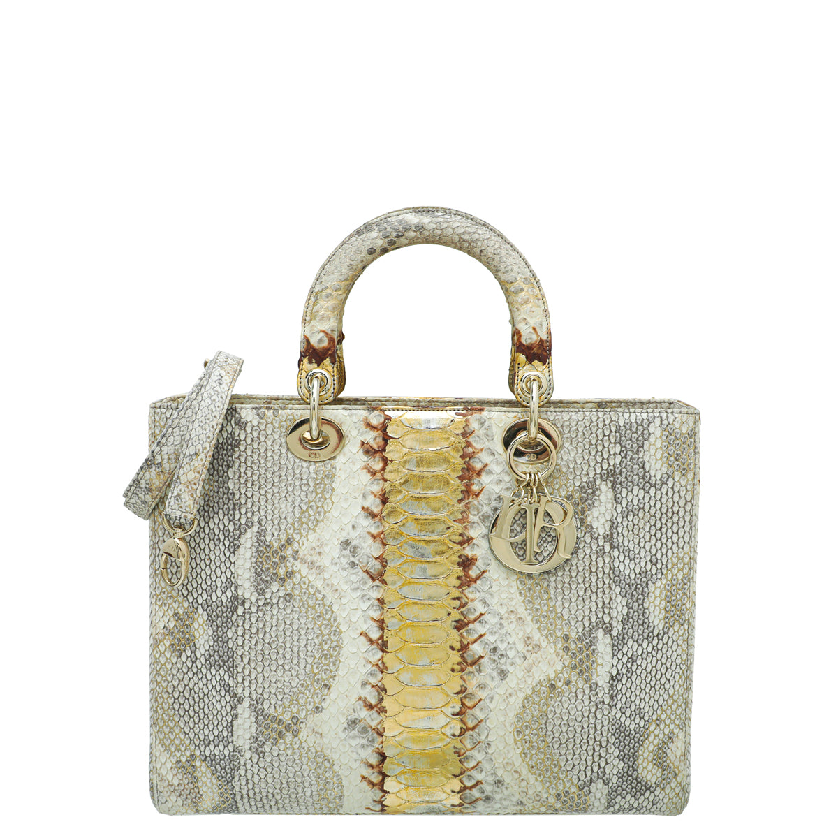 Christian Dior Bicolor Python Lady Dior Large Bag