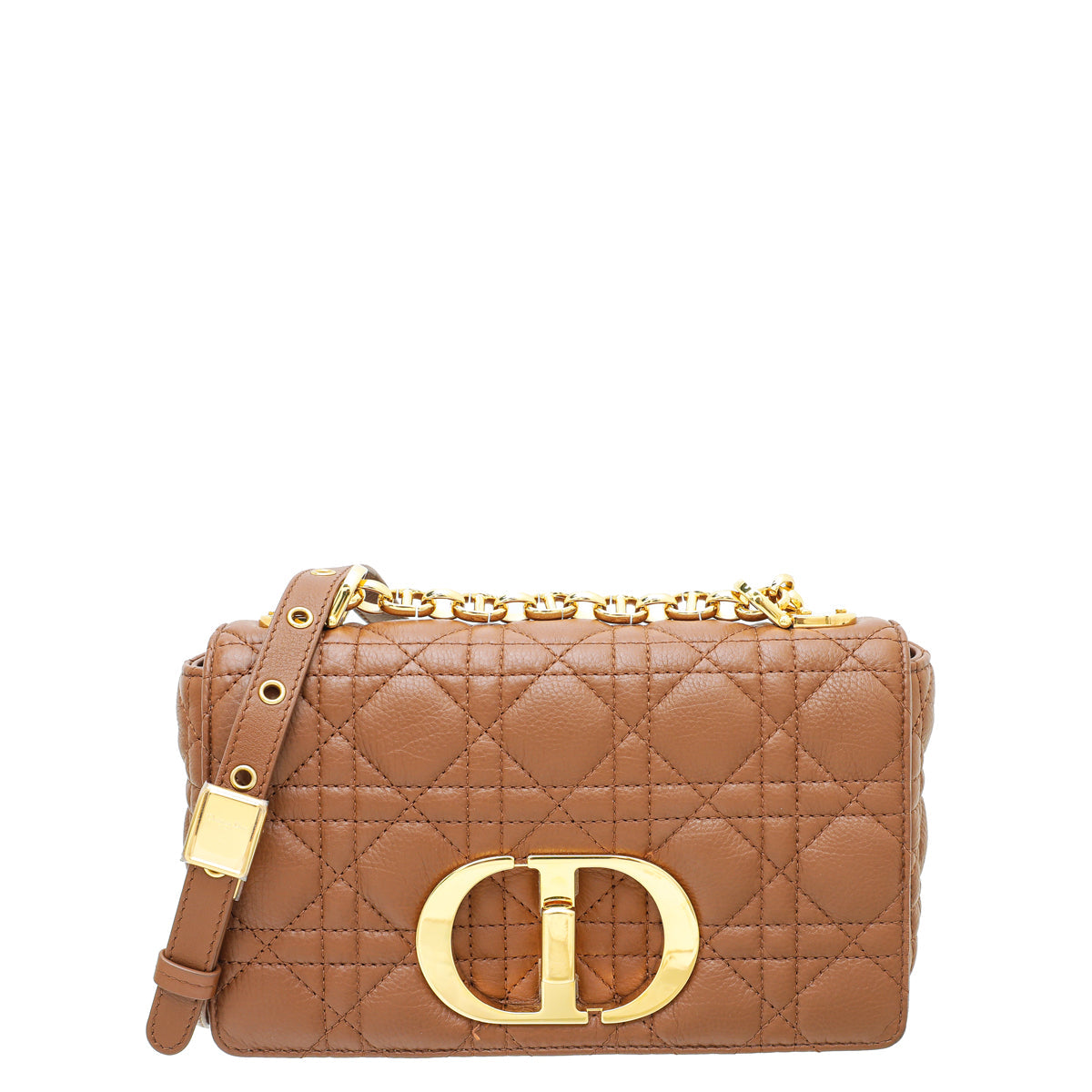 Christian Dior Brown Soft Cannage Caro Small Flap Bag