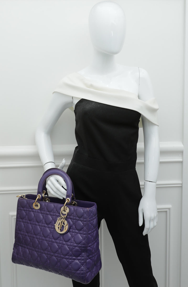 Christian Dior Violet Lady Dior Large Bag