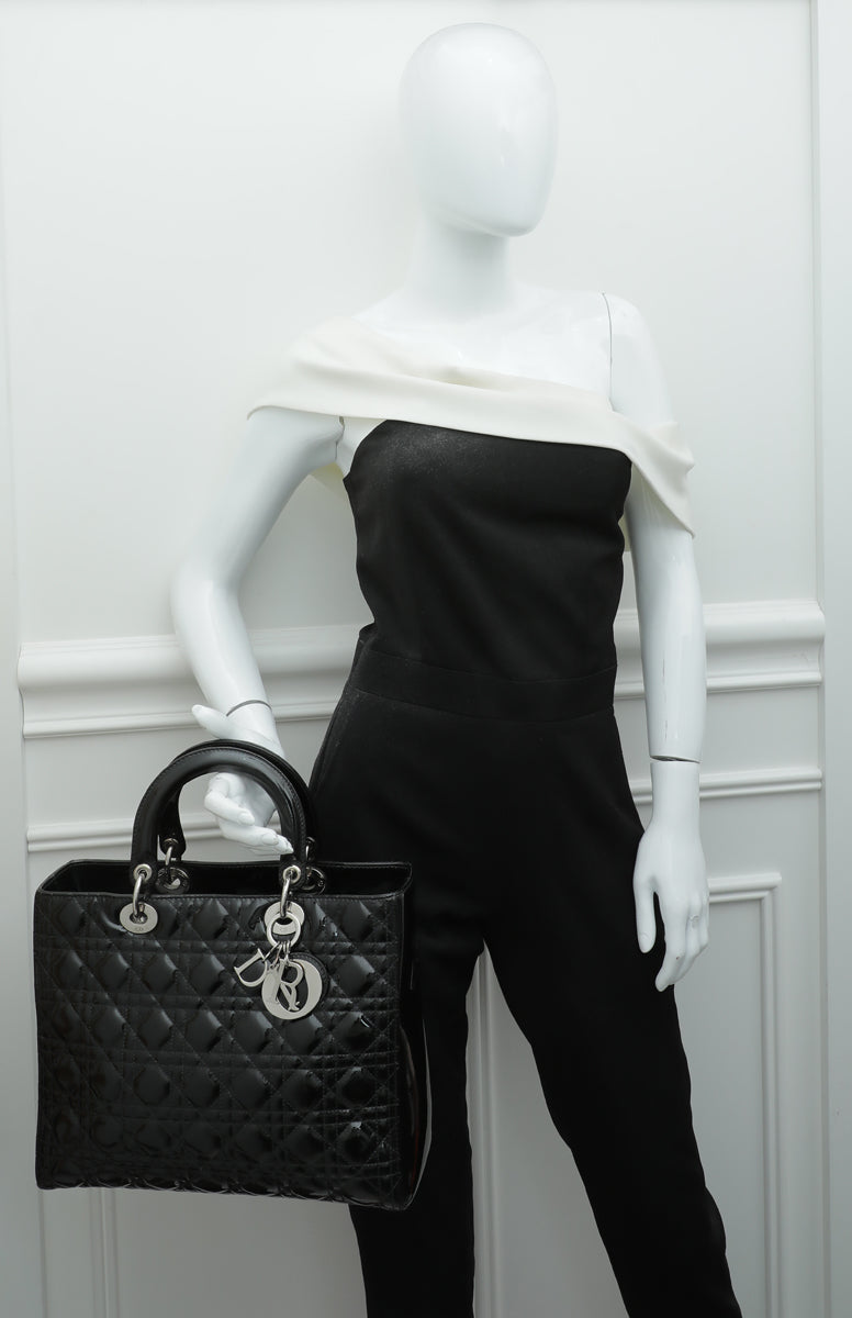 Christian Dior Black Lady Dior Large Bag