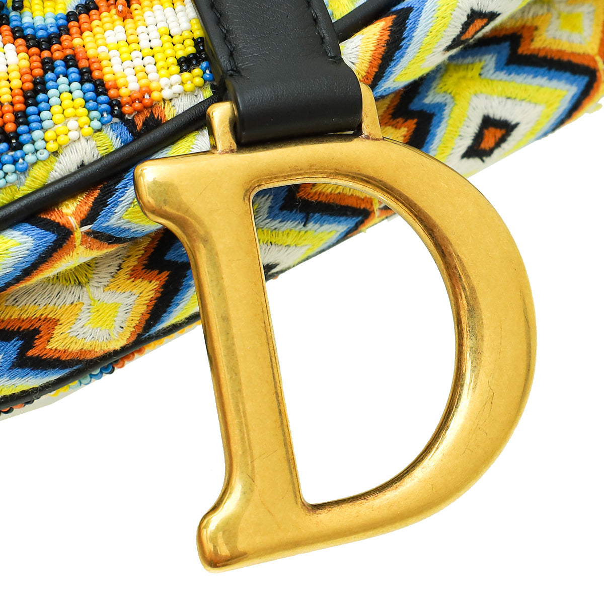 Christian Dior Multicolor Saddle All-Over Embroidered with Beads and Fringes Medium Bag