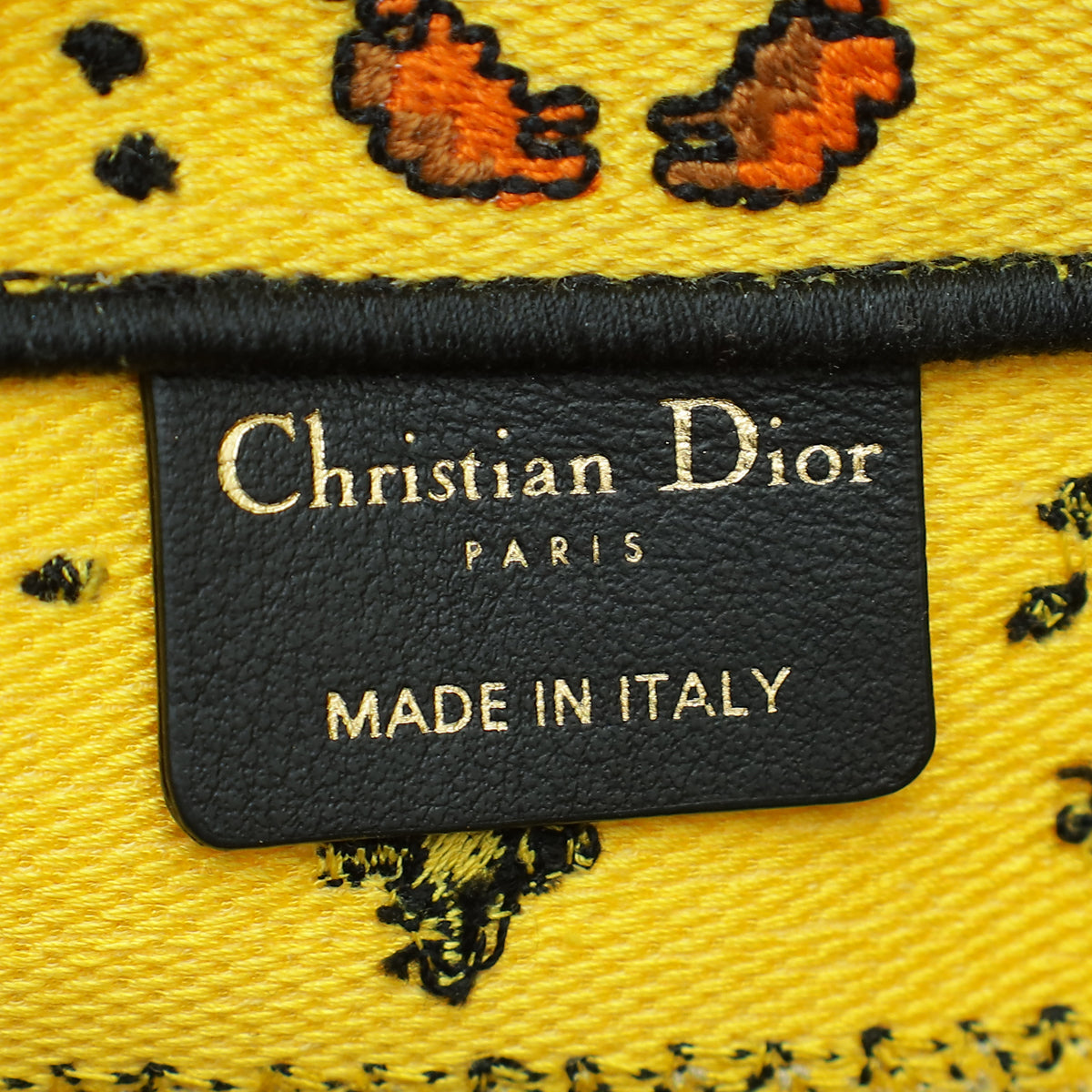 Christian Dior Yellow Multicolor Pixel Zodiac Embroidered Book Tote Small Bag