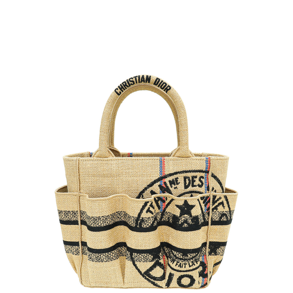 Christian Dior Bicolor Union Jute Catherine Tote Small Bag