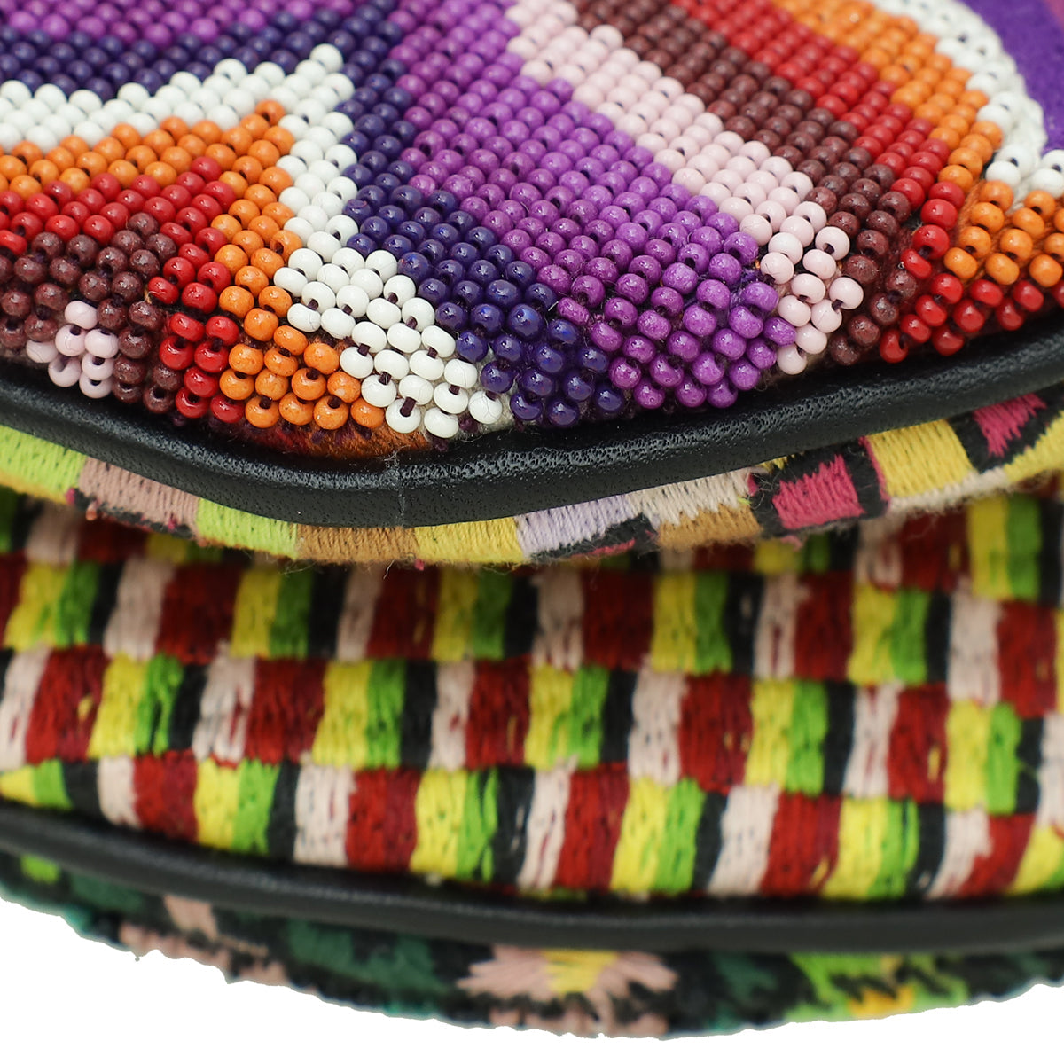 Christian Dior Multicolor Embroidered Fringe Beaded Saddle Mini Bag