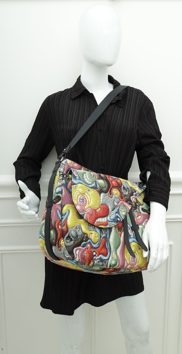 Christian Dior Multicolor X Kenny Scharf Jacquard Printed Soft Saddle Bag