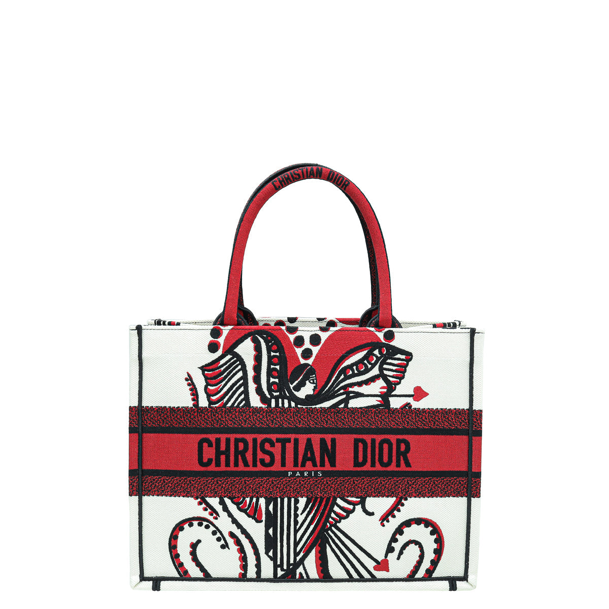 Christian Dior Bicolor Book Tote Cupidon Embroidered Medium Bag