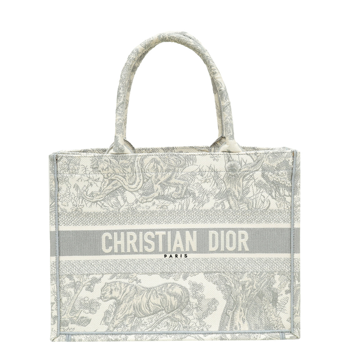 Christian Dior Bicolor Toile De Jouy Embroidery Book Tote Medium Bag W/ "Cannes"