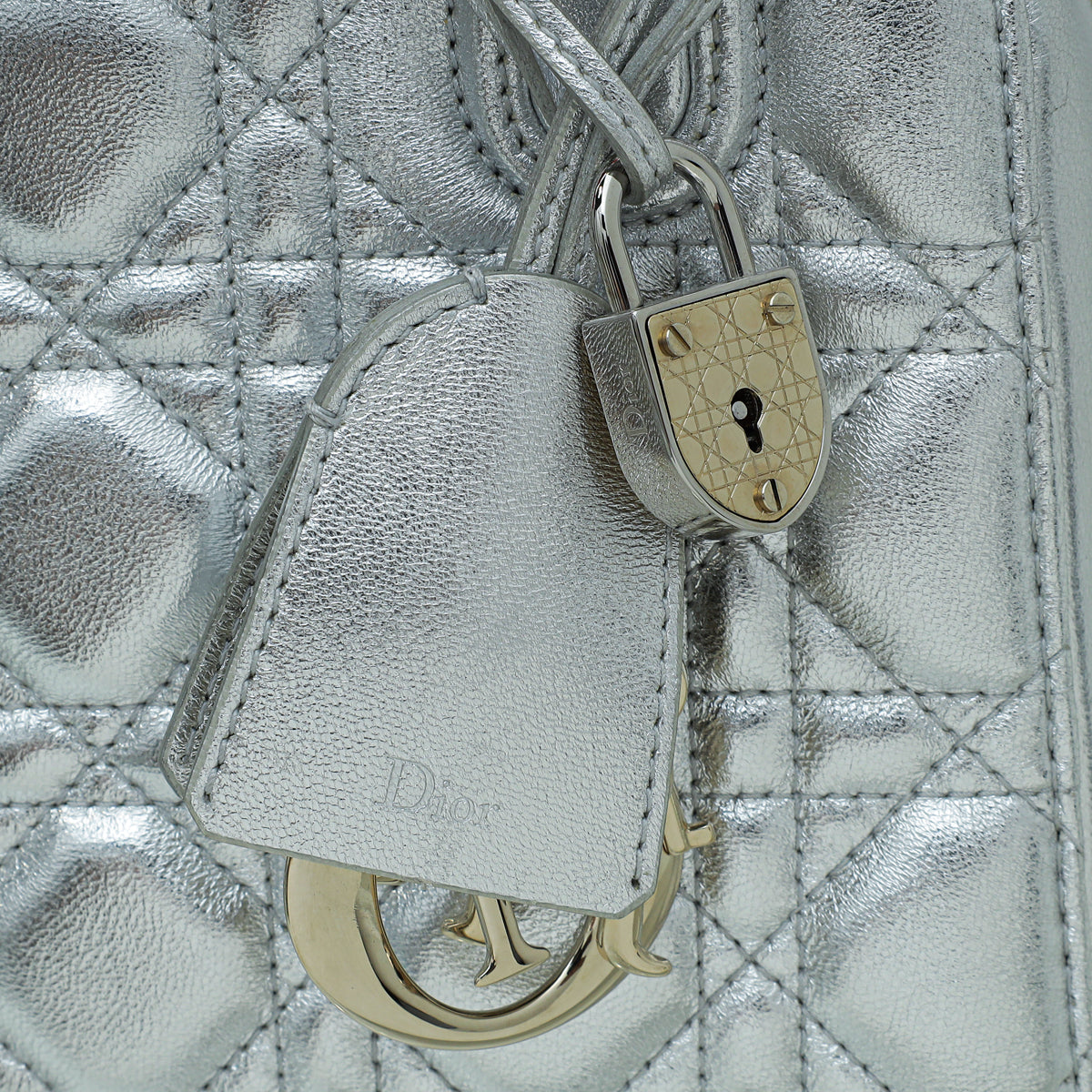 Christian Dior Metallic Silver Lily Bag W/ Twilly