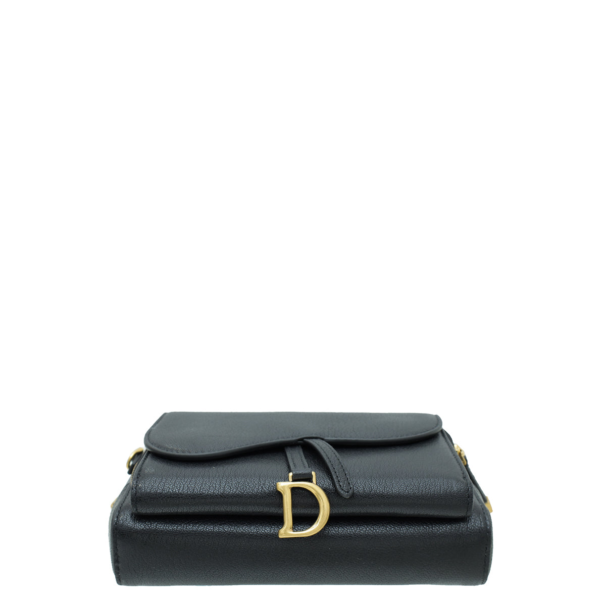 Christian Dior Black Goatskin Double Saddle Pouch Crossbody Bag