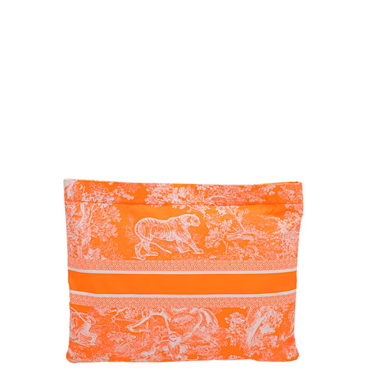 Christian Dior Orange Toile De Jouy Reverse Technical Diortravel Zipped Pouch