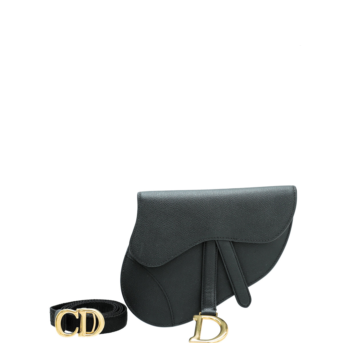 Christian Dior Black Saddle Flat Belt Pouch