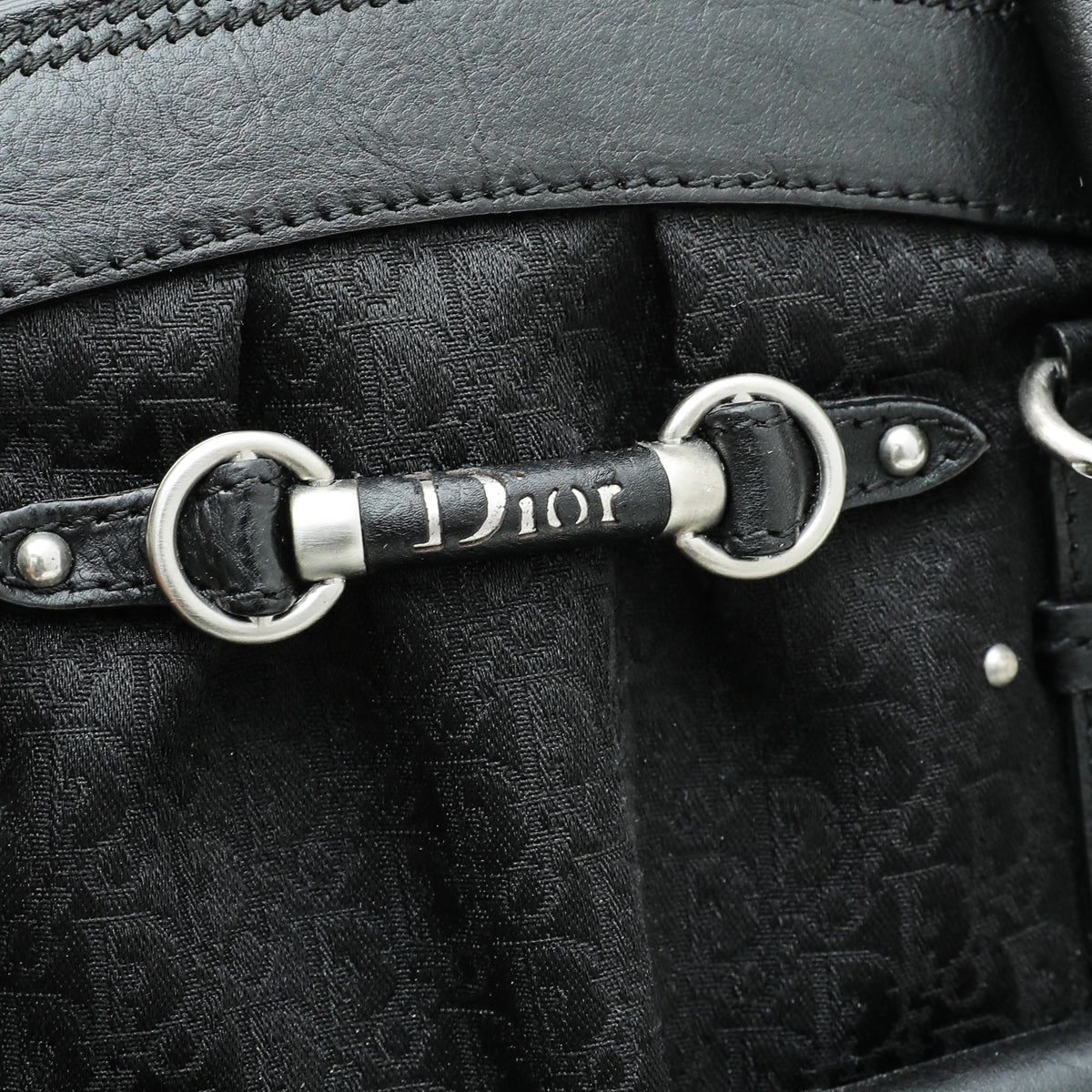 Christian Dior Black Monogram "My Dior" Frame Pocket Satchel Bag