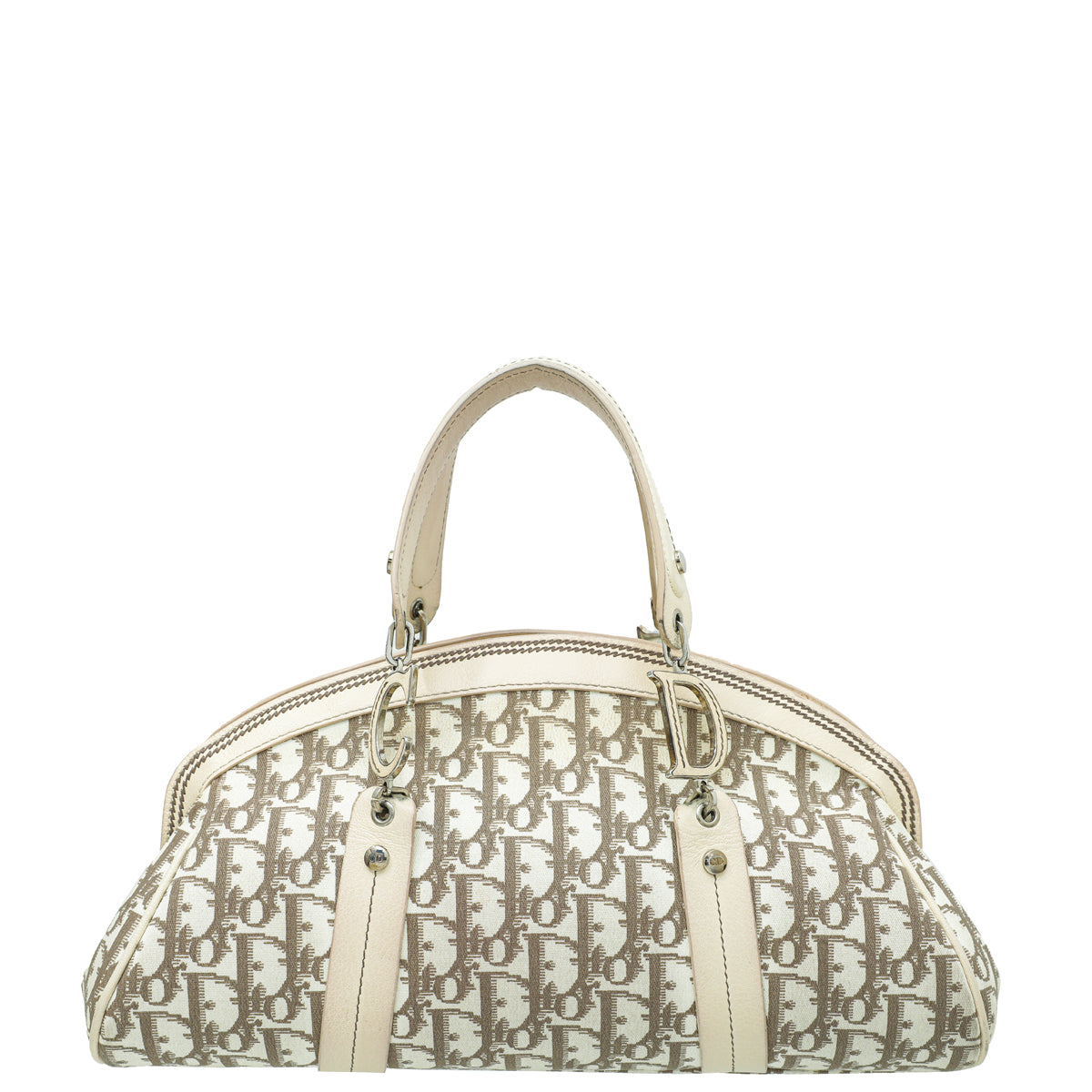 Christian Dior Beige Multicolor Diorissimo Embroidered Frame Tote Bag