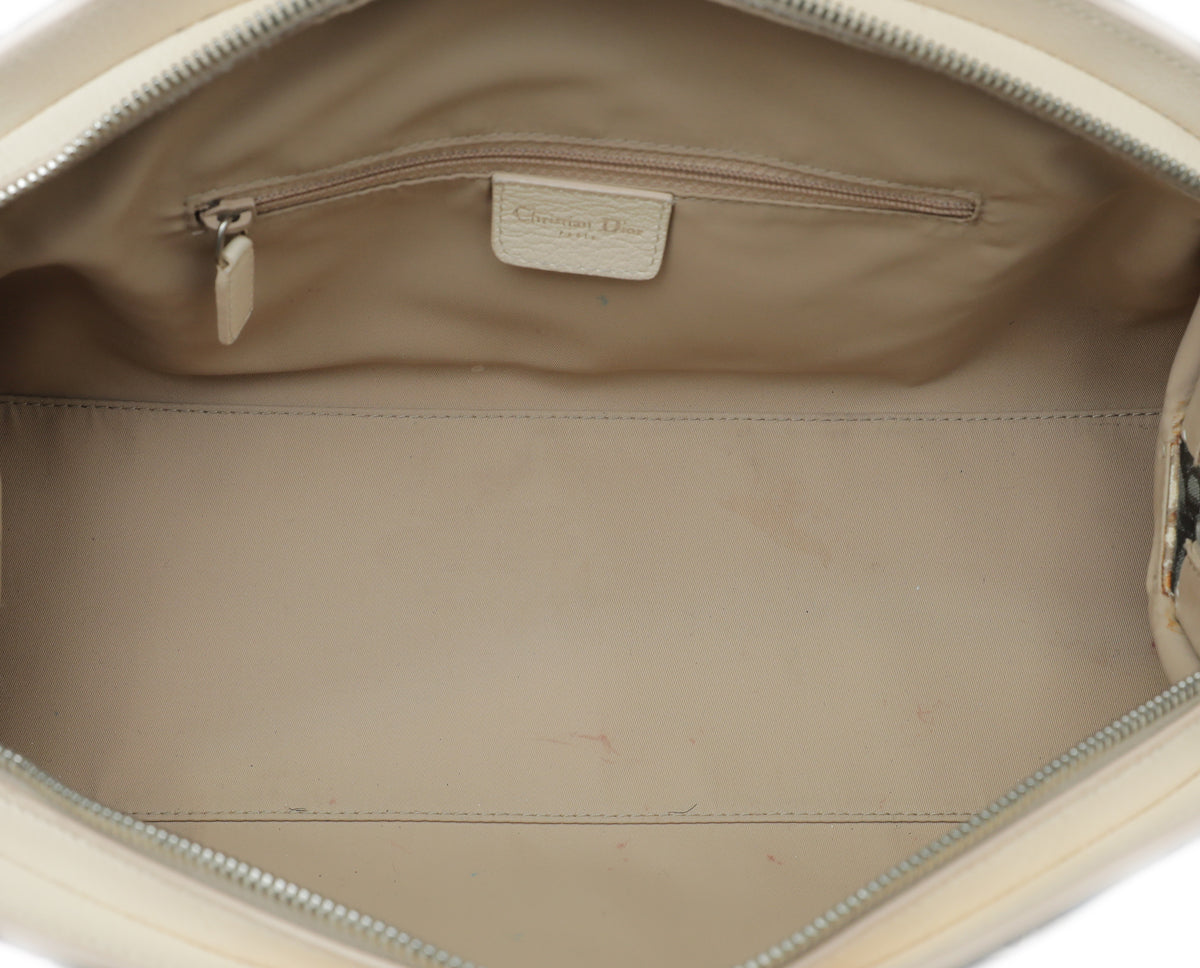 Christian Dior Beige Multicolor Diorissimo Embroidered Frame Tote Bag