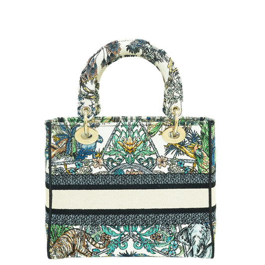 Christian Dior Multicolor Étoile de Voyage Embroidery Lady D-Lite Medium Bag