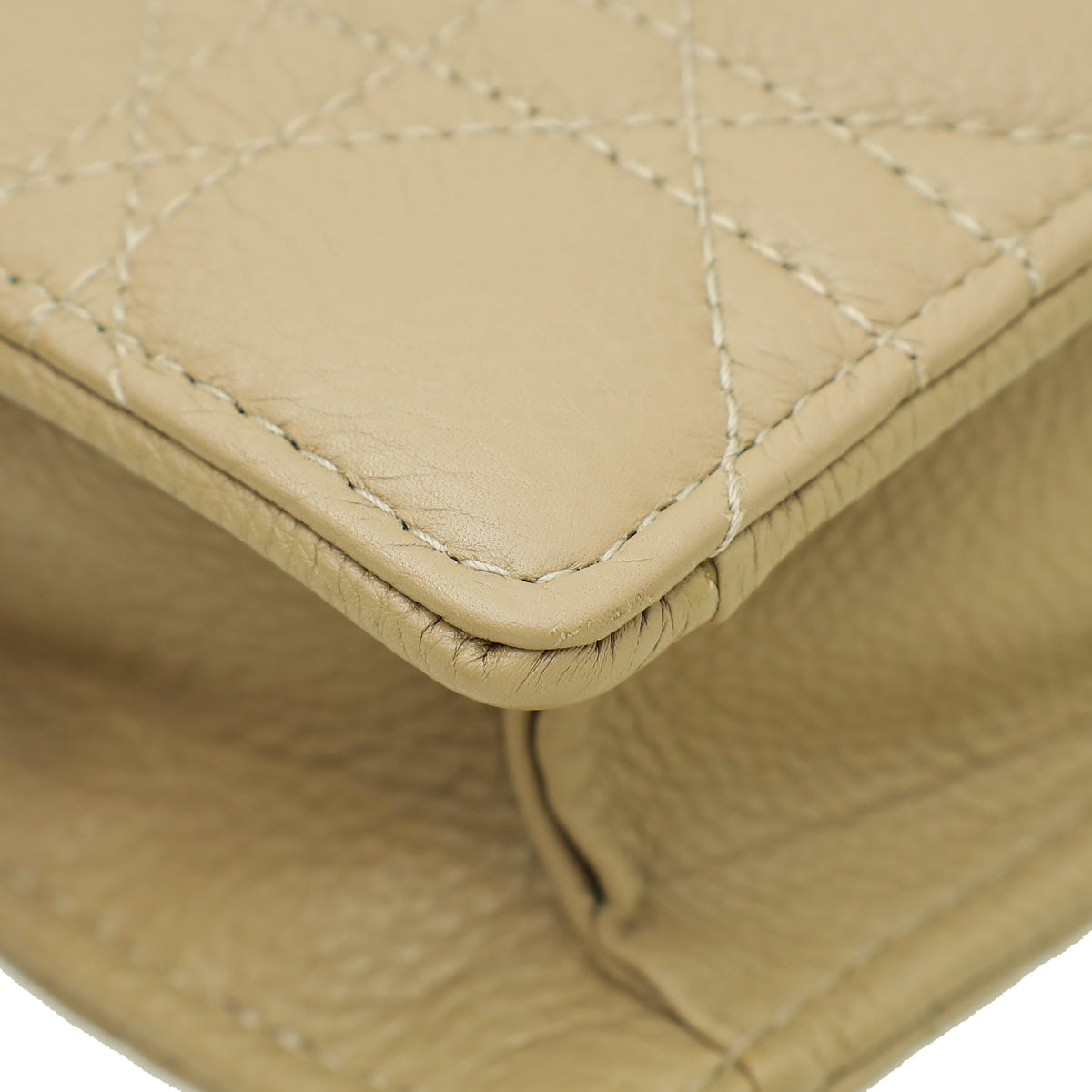 Christian Dior Beige Caro Zipped Pouch With Chain