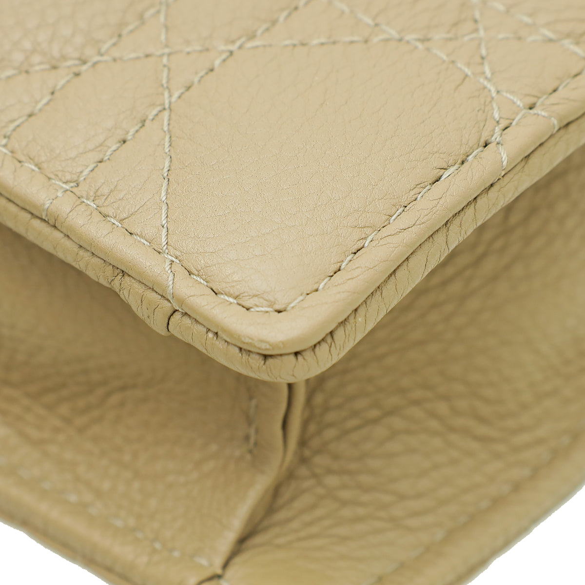 Christian Dior Beige Caro Zipped Pouch With Chain