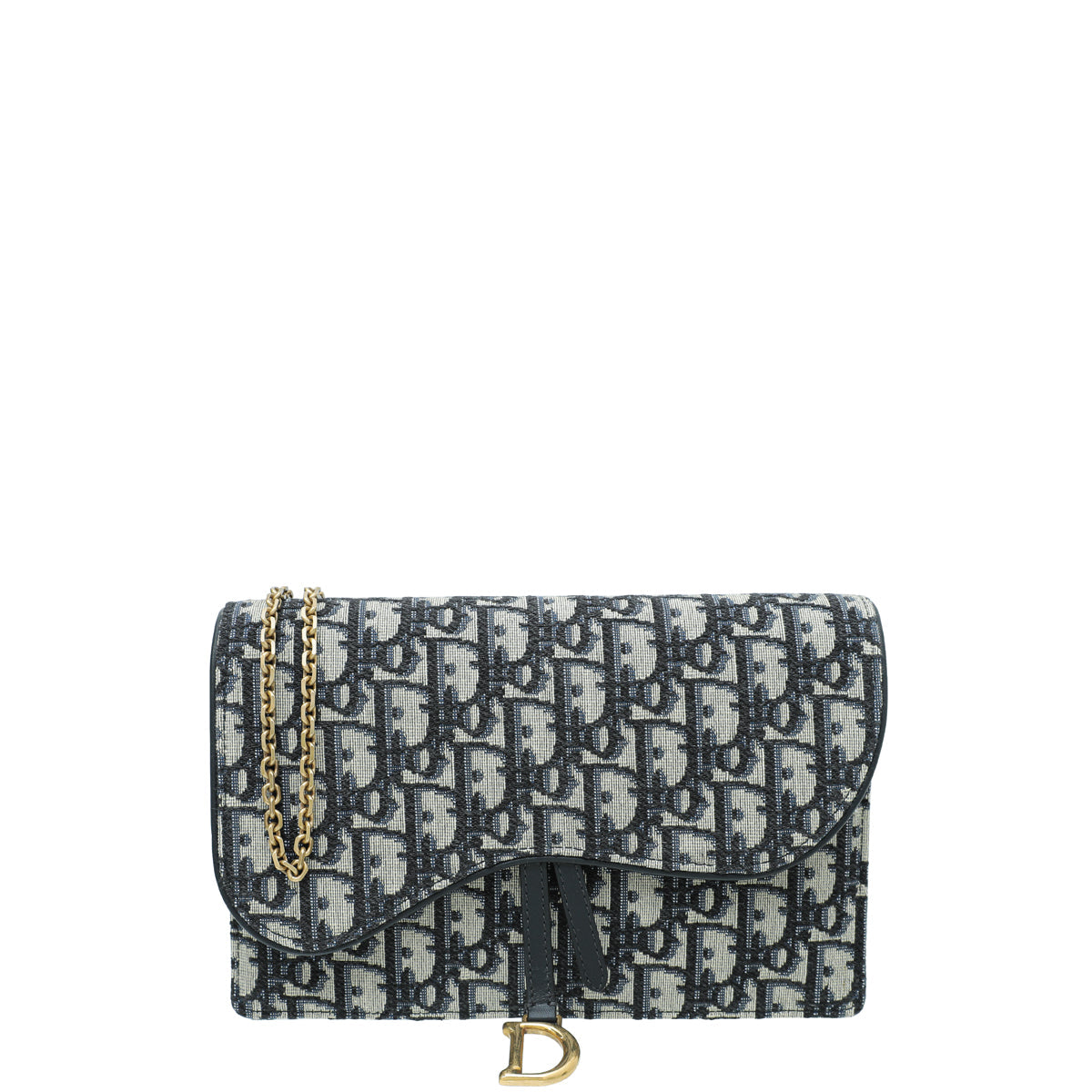 Christian Dior Blue Saddle Chain Pouch