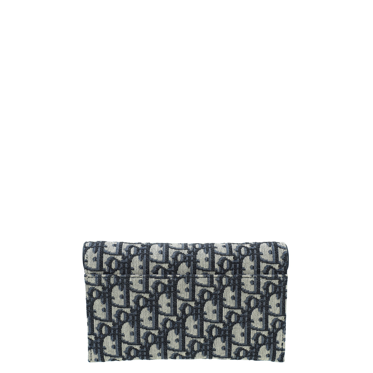 Christian Dior Navy Aged Oblique Jacquard Saddle Chain Wallet