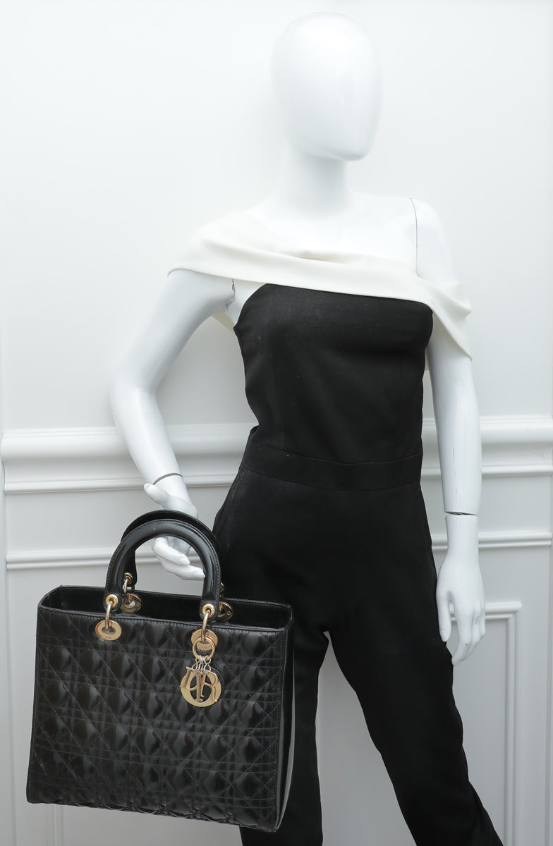 Christian Dior Black Lady Dior Large Bag