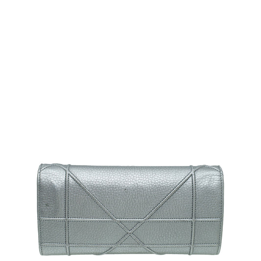 Christian Dior Metallic Grey Diorama Wallet On Chain