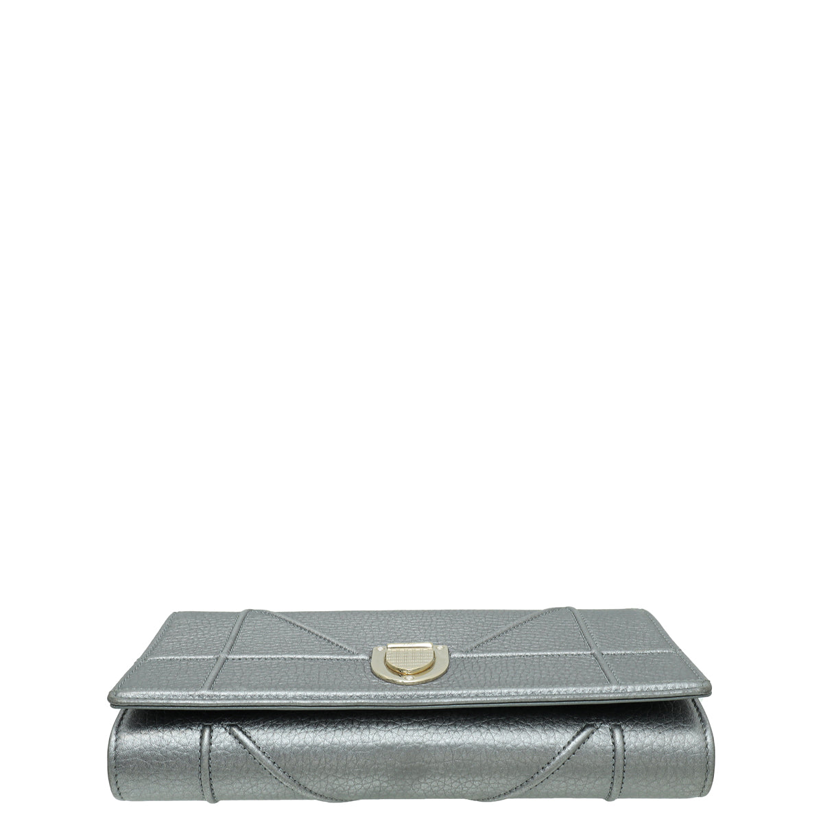 Christian Dior Metallic Grey Diorama Wallet On Chain