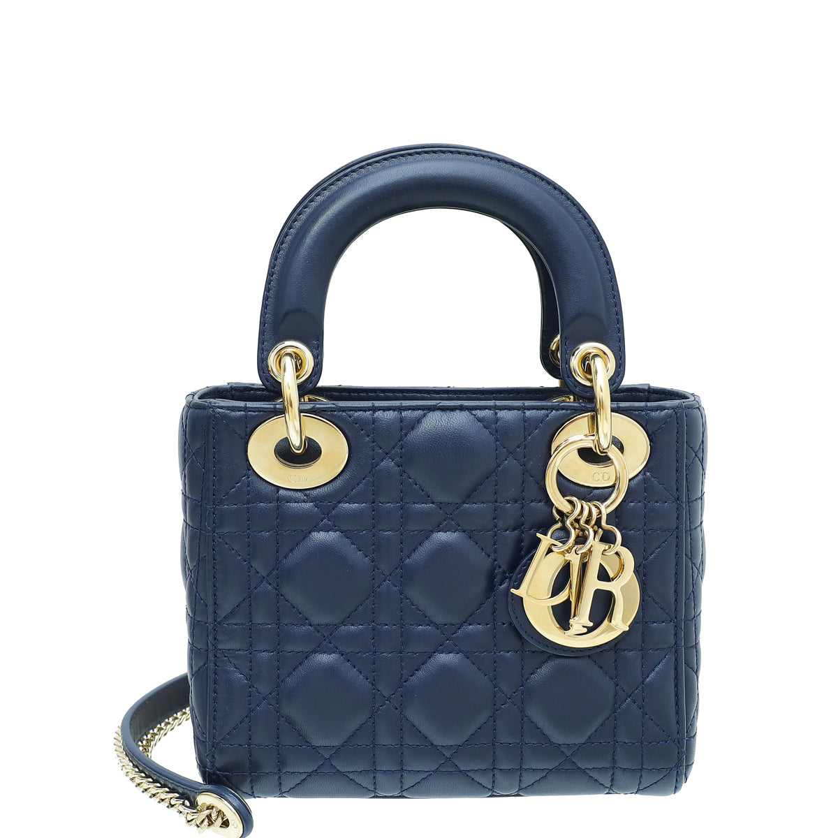 Christian Dior Navy Blue Lady Dior Mini Chain Bag