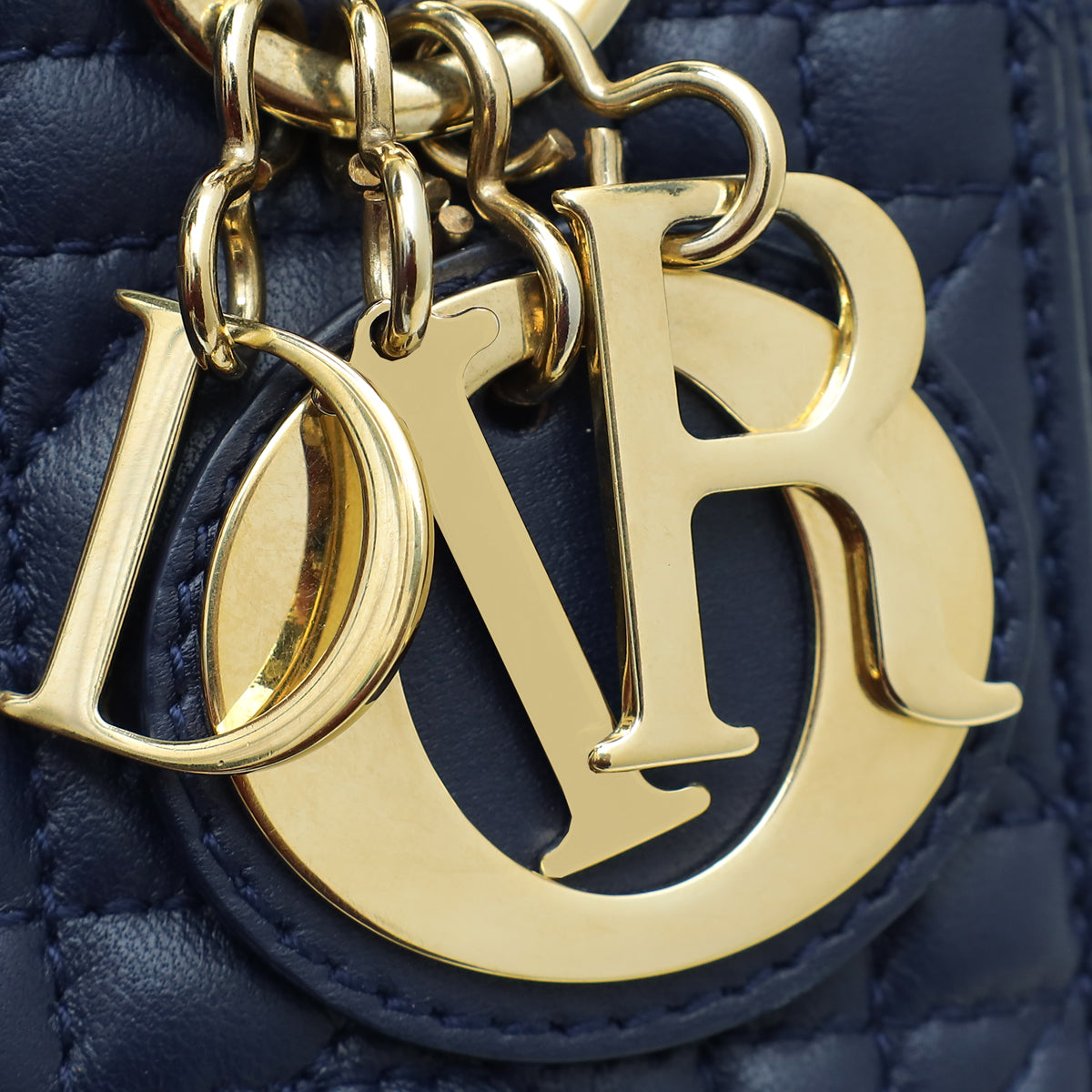 Christian Dior Navy Blue Lady Dior Mini Chain Bag