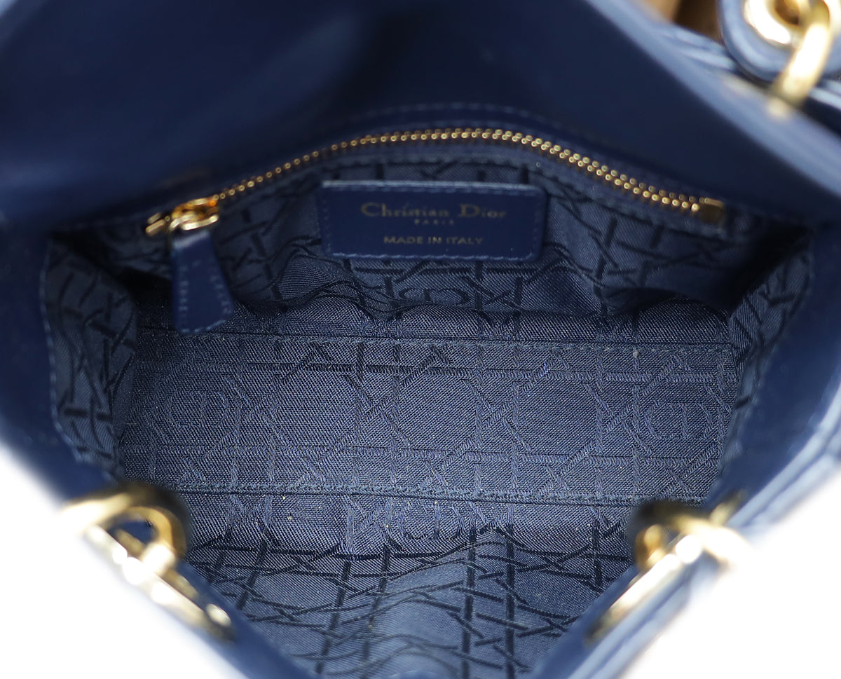 Christian Dior Navy Blue Lady Dior Mini Chain Bag