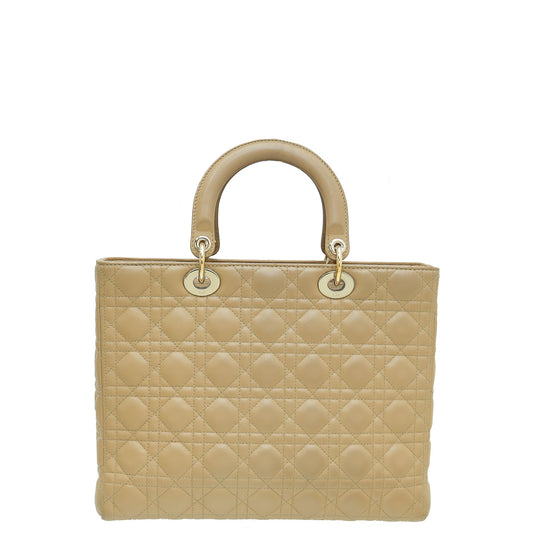 Christian Dior Beige Lady Dior Large Bag