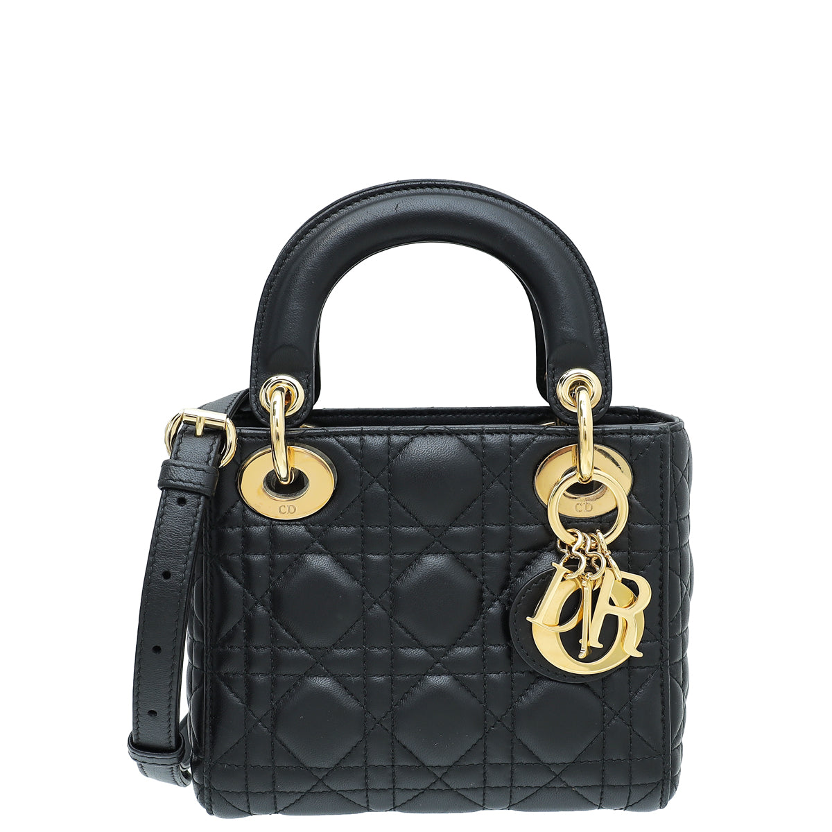 Christian Dior Black Lady Dior Mini Strap Bag