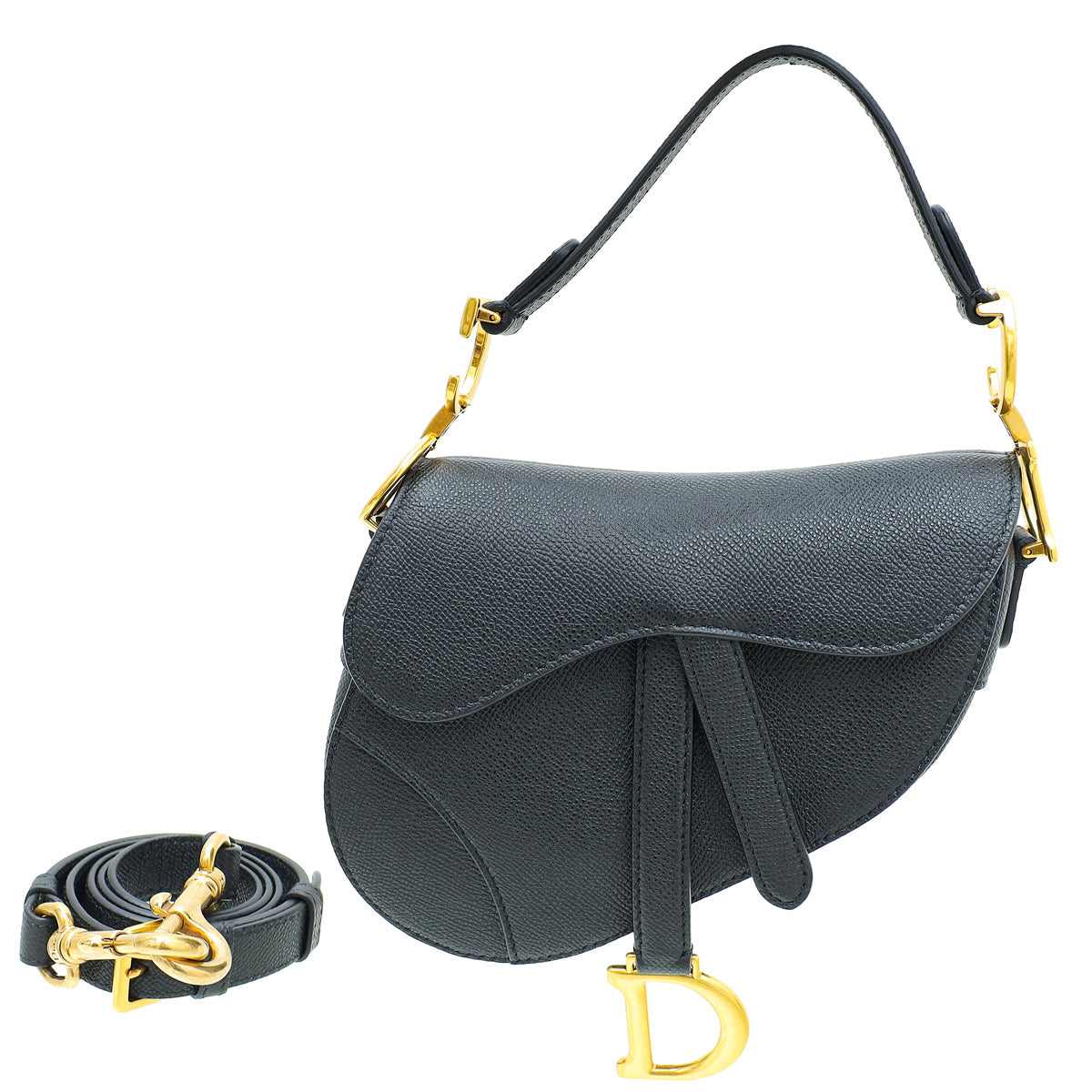 Christian Dior Black Saddle Mini W/ Strap Bag