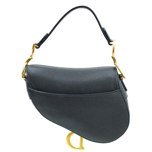 Christian Dior Black Saddle Mini W/ Strap Bag