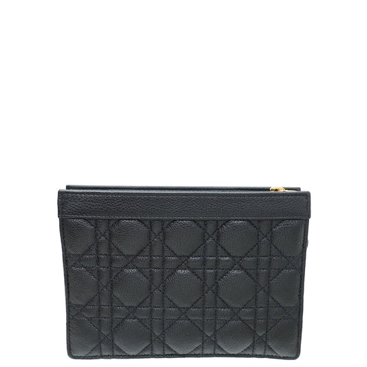 Christian Dior Black Caro Zipped Pouch With Chain