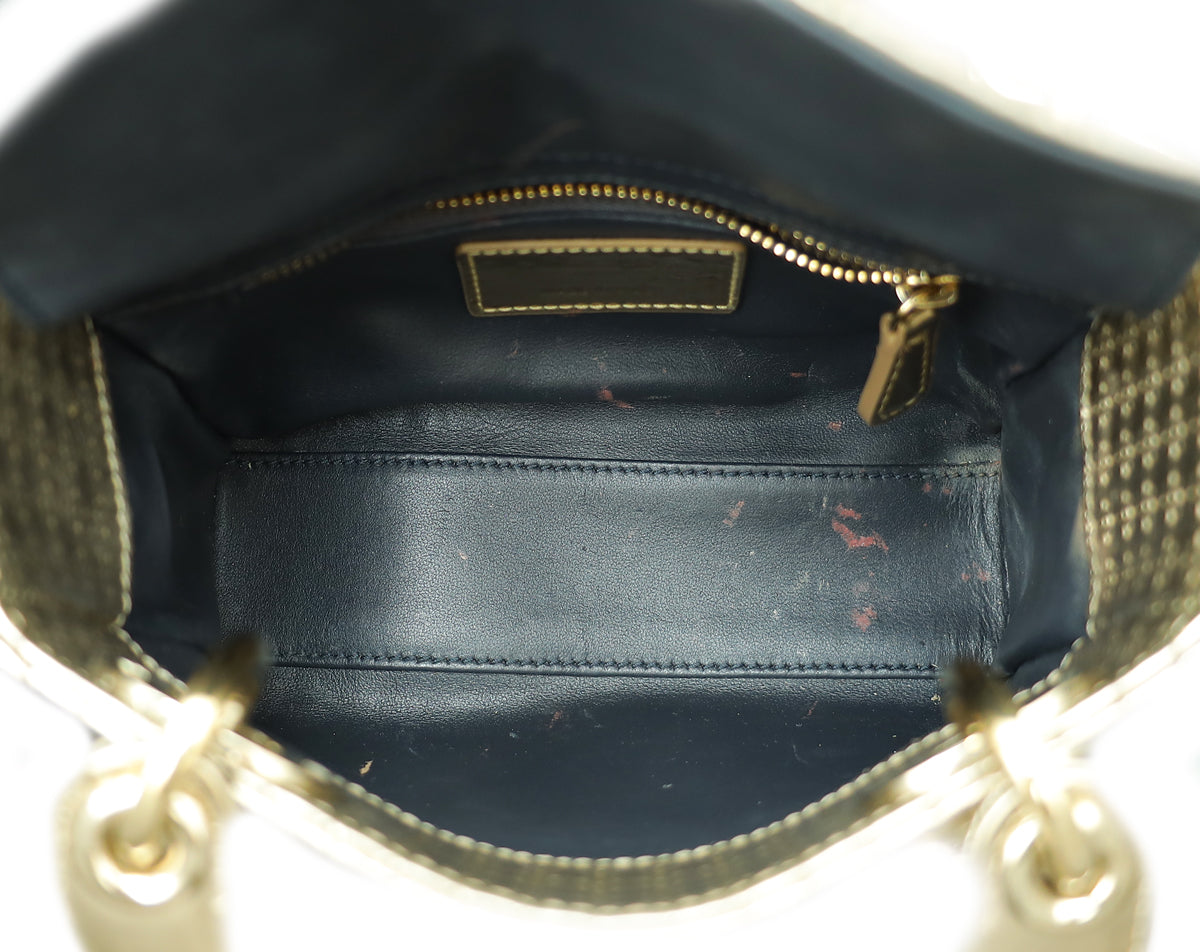 Christian Dior Champaign Lady Dior Micro Cannage Mini Chain Bag