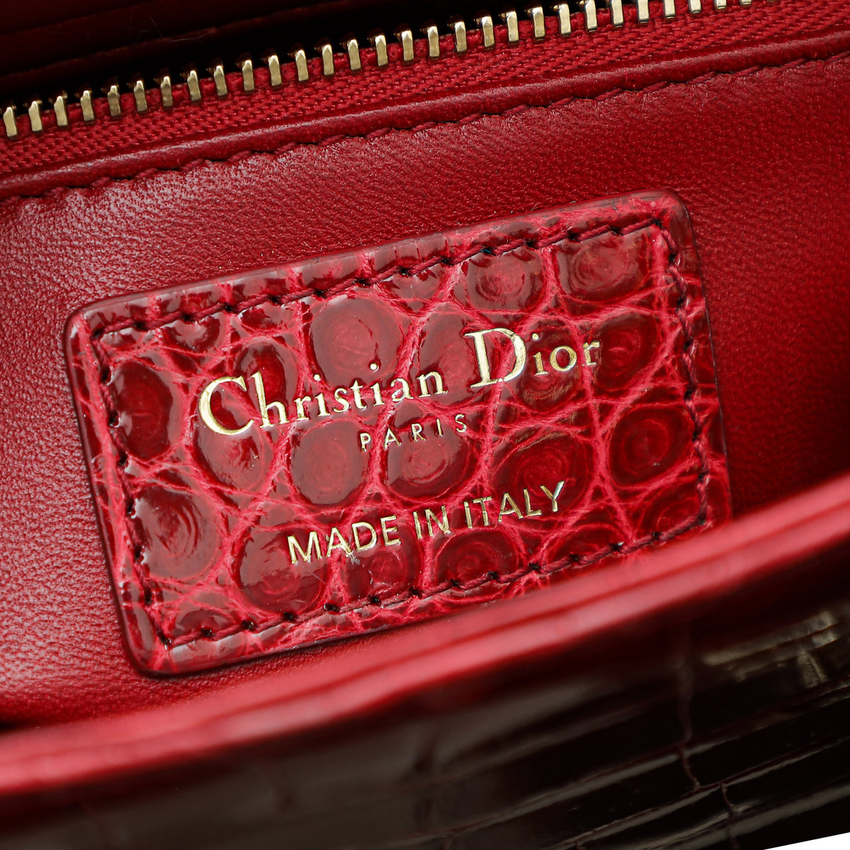 Christian Dior Red Alligator Crystal Lady Dior Mini Bag