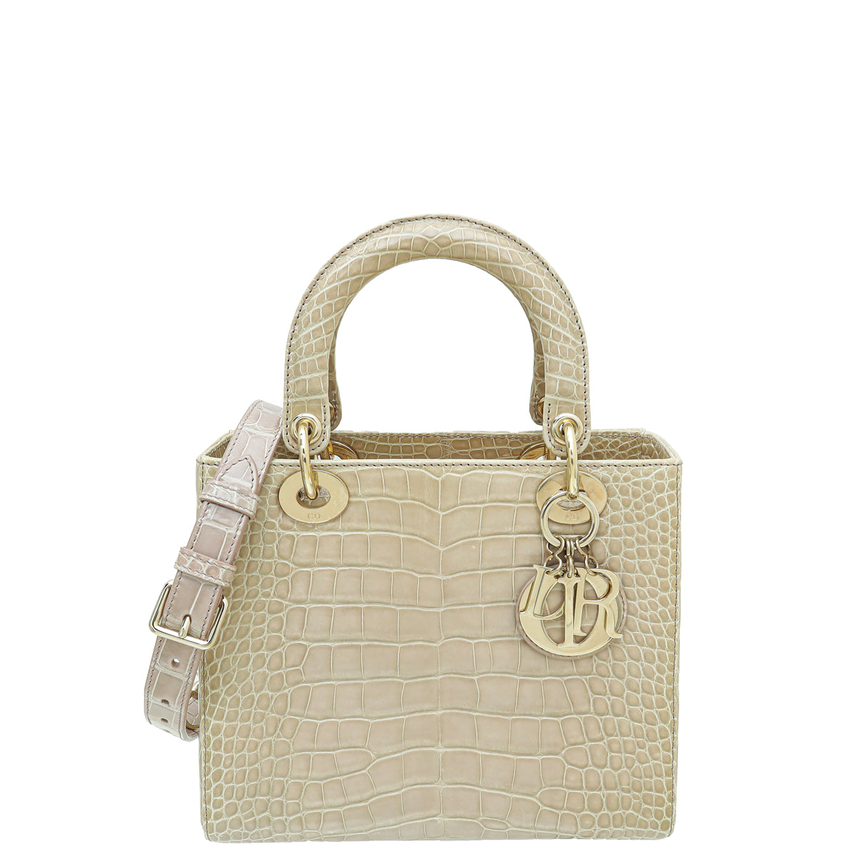 Christian Dior Beige Alligator Lady Dior Medium Bag