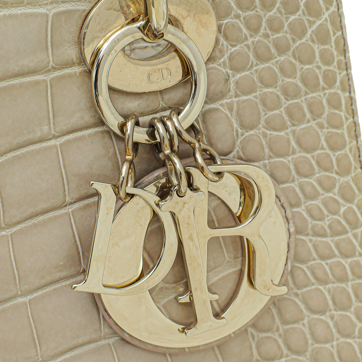 Christian Dior Beige Alligator Lady Dior Medium Bag