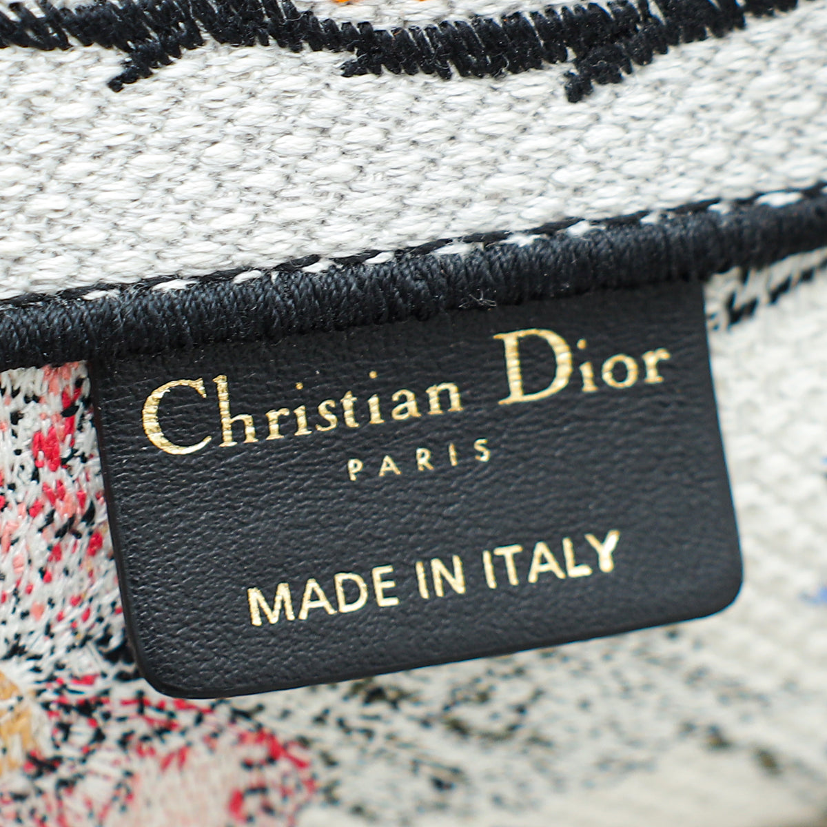 Christian Dior White Multicolor Book Tote Jardin Botanique Embroidery Medium Bag