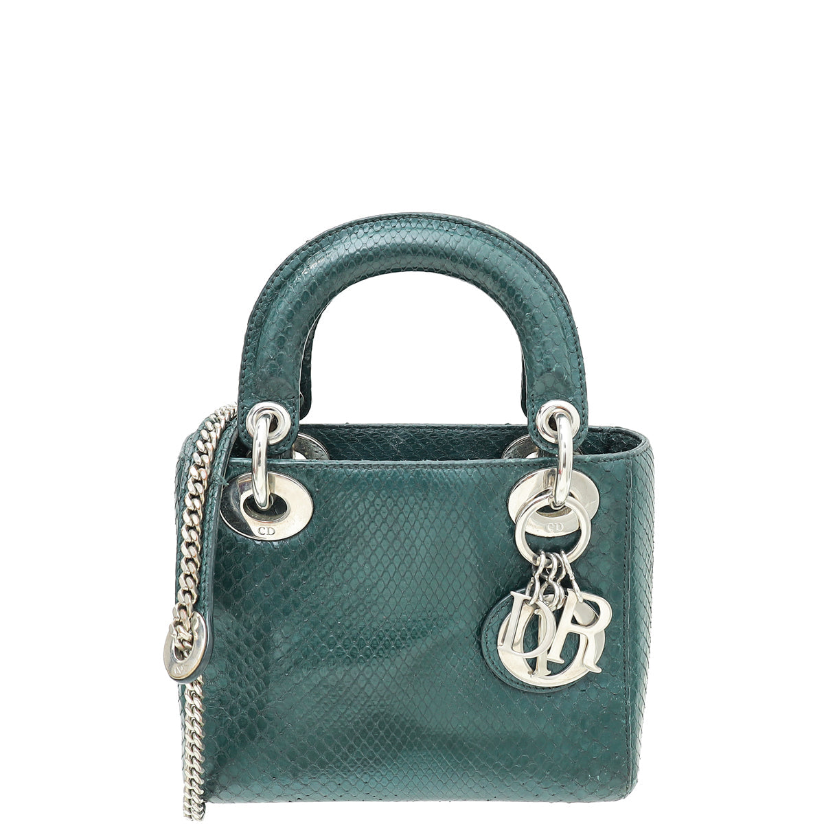 Christian Dior Dark Green Python Chain Mini Lady Dior Bag