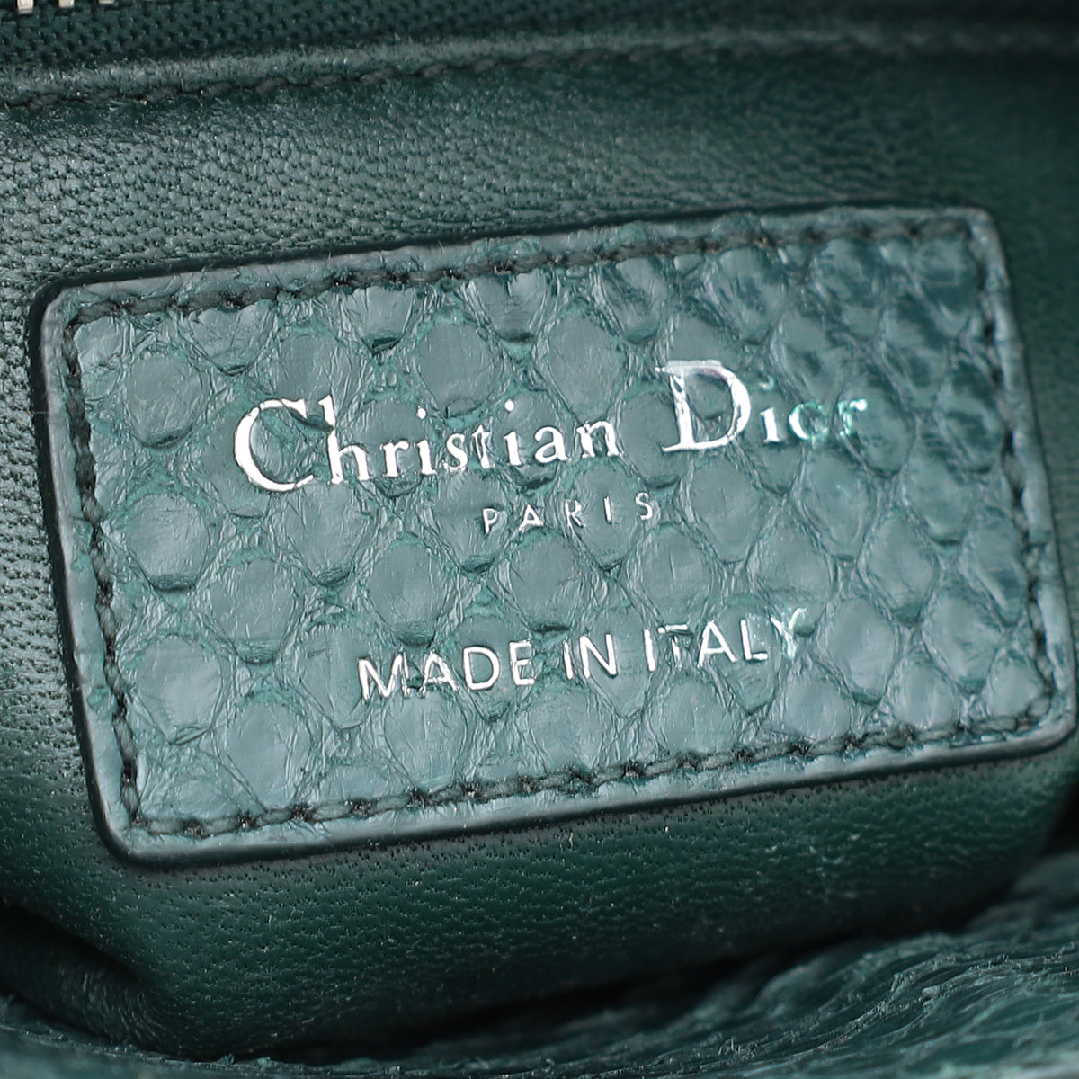 Christian Dior Dark Green Python Chain Mini Lady Dior Bag