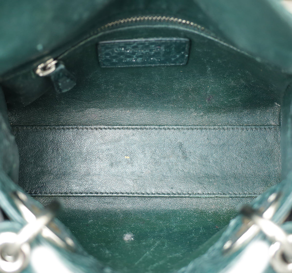 Christian Dior Dark Green Python Chain Mini Lady Dior Bag