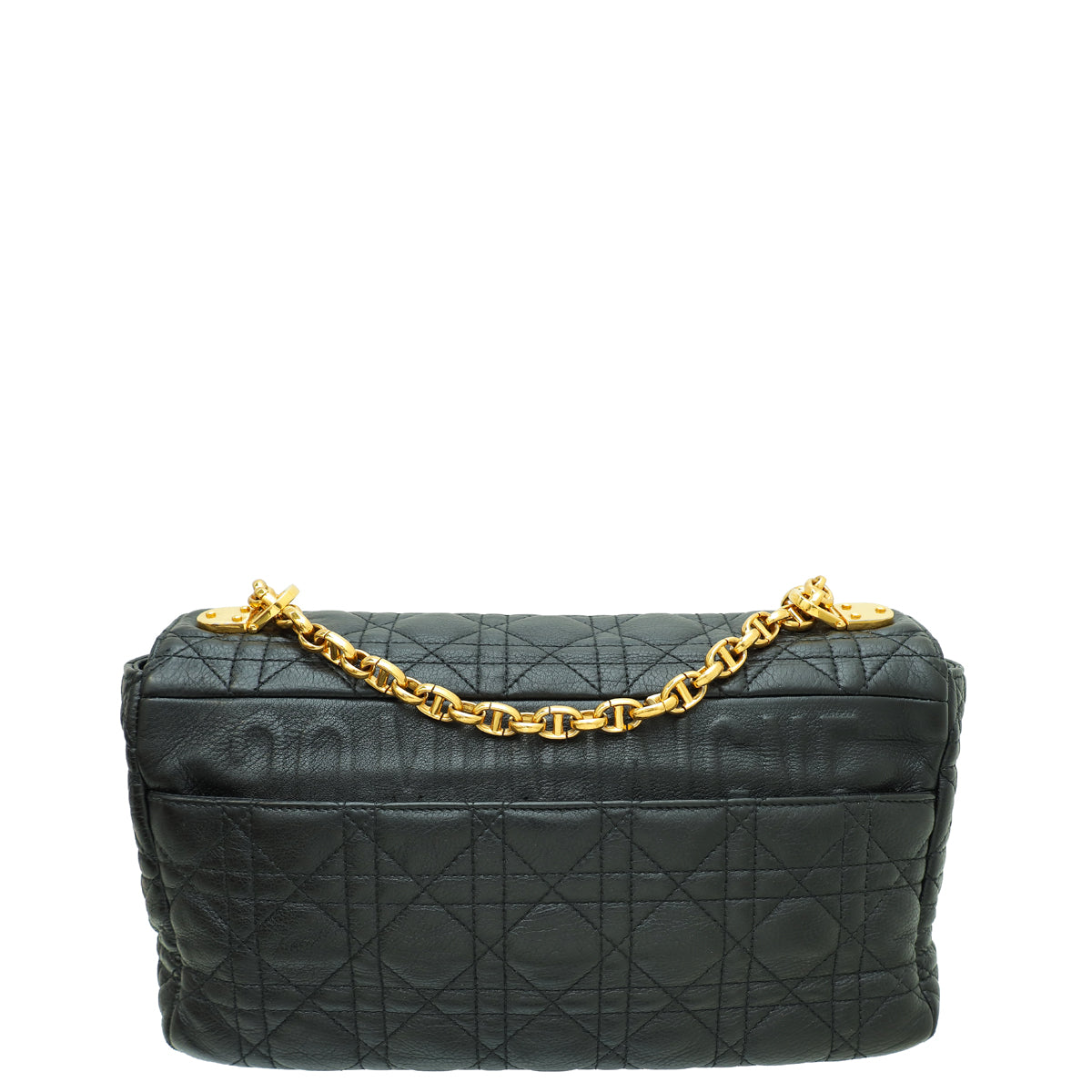 Christian Dior Black Supple Cannage Caro Large Flap Bag