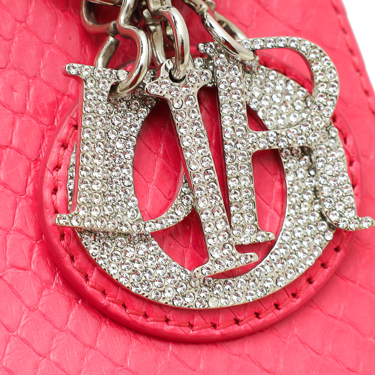 Christian Dior Pink Python Swarovski Crystal Lady Dior Mini Bag