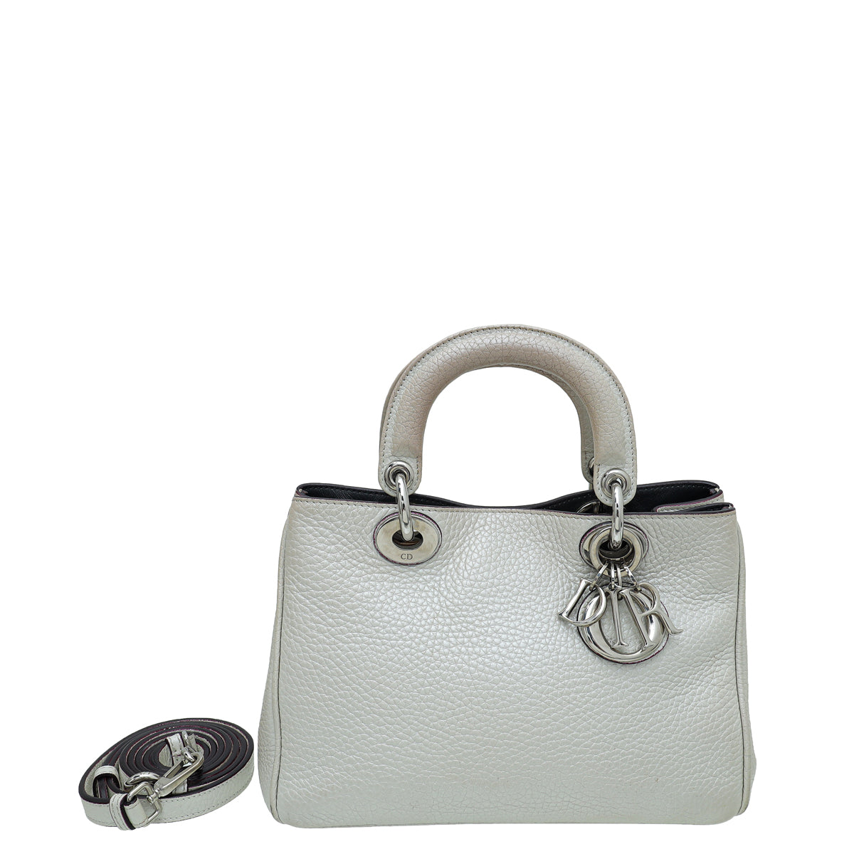 Christian Dior Pearl White Diorissimo Mini Tote Bag