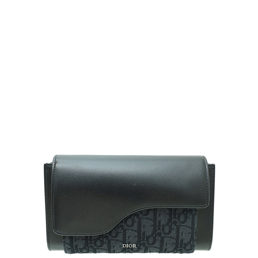 Christian Dior Black Oblique Saddle double Crossbody Wallet