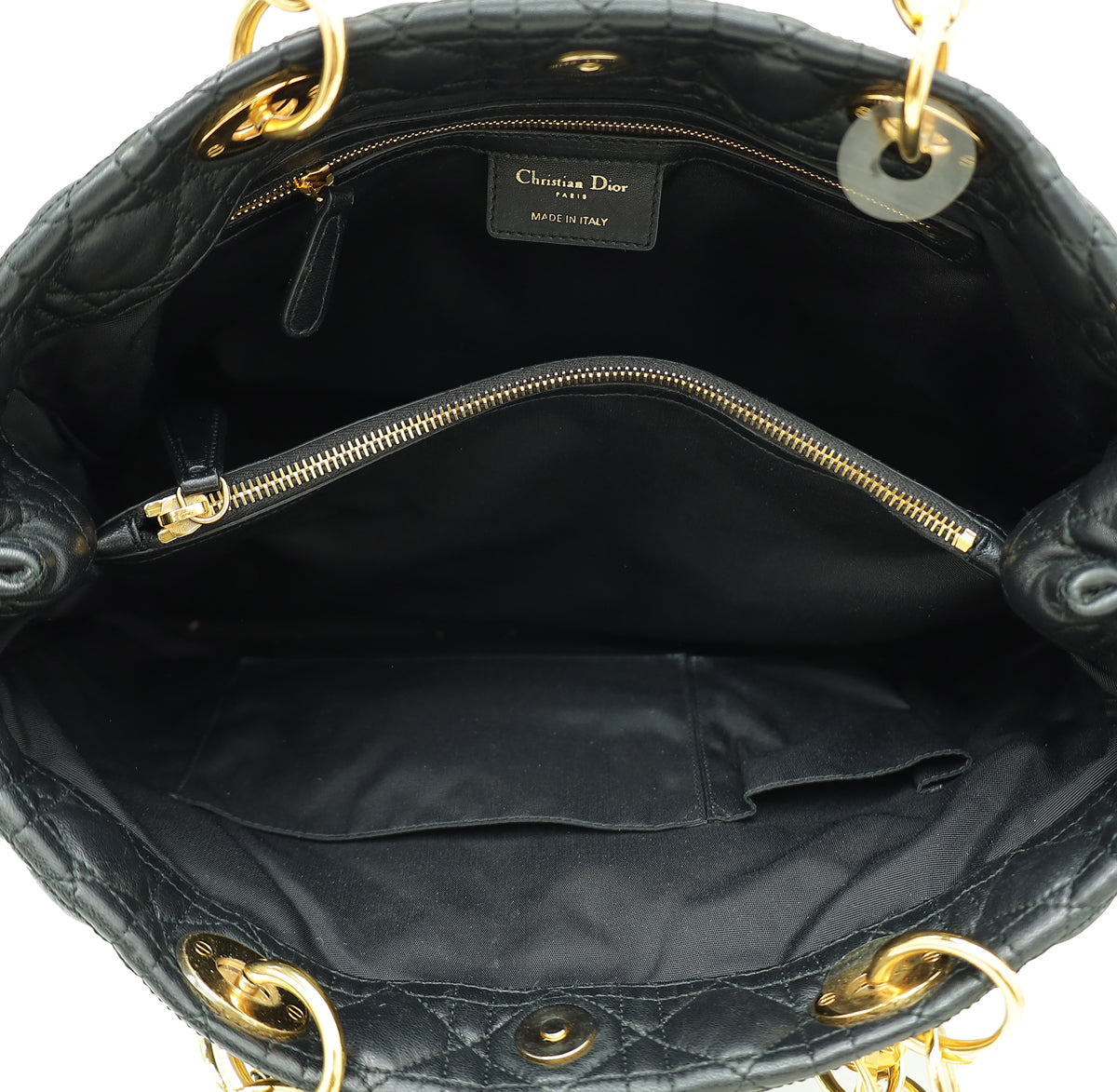 Christian Dior Black Lady Dior Soft Tote Large Bag